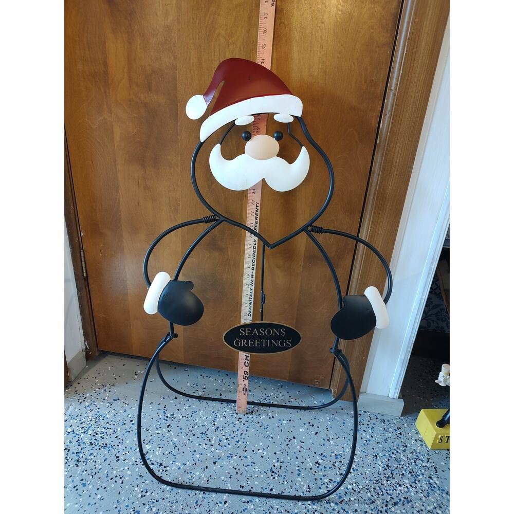 Santa Wreath Hook Stand 34" Free Standing Holder Seasons Greetings, Festive